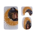 thumbnail image 1 of PUDMAD Cute Monkey Music 3 Piece Bathroom Rugs Set Bath Rug Contour Mat and Toilet Lid Cover, 1 of 2