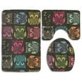 thumbnail image 1 of PUDMAD Cute Owl 3 Piece Bathroom Rugs Set Bath Rug Contour Mat and Toilet Lid Cover, 1 of 2