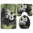 thumbnail image 1 of PUDMAD Cute Panda 3 Piece Bathroom Rugs Set Bath Rug Contour Mat and Toilet Lid Cover, 1 of 2