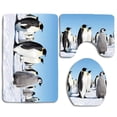 thumbnail image 1 of PUDMAD Cute Penguins Pile Snow 3 Piece Bathroom Rugs Set Bath Rug Contour Mat and Toilet Lid Cover, 1 of 2