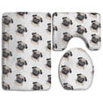 thumbnail image 1 of PUDMAD Cute Pug Dog White 3 Piece Bathroom Rugs Set Bath Rug Contour Mat and Toilet Lid Cover, 1 of 2