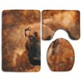 thumbnail image 1 of PUDMAD Cute Puppy Stare Autumn 3 Piece Bathroom Rugs Set Bath Rug Contour Mat and Toilet Lid Cover, 1 of 2