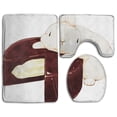 thumbnail image 1 of PUDMAD Cute Rabbit 3 Piece Bathroom Rugs Set Bath Rug Contour Mat and Toilet Lid Cover, 1 of 2