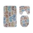 thumbnail image 1 of PUDMAD Cute Retro Bicycles Flowers 3 Piece Bathroom Rugs Set Bath Rug Contour Mat and Toilet Lid Cover, 1 of 2