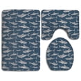 thumbnail image 1 of PUDMAD Cute Shark Eco-Friendly 3 Piece Bathroom Rugs Set Bath Rug Contour Mat and Toilet Lid Cover, 1 of 2