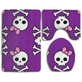thumbnail image 1 of PUDMAD Cute Skulls Pink Bow 3 Piece Bathroom Rugs Set Bath Rug Contour Mat and Toilet Lid Cover, 1 of 2