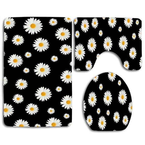 PUDMAD Cute Snowman 3 Piece Bathroom Rugs Set Bath Rug Contour Mat and Toilet Lid Cover