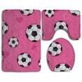 thumbnail image 1 of PUDMAD Cute Soccer Ball 3 Piece Bathroom Rugs Set Bath Rug Contour Mat and Toilet Lid Cover, 1 of 2