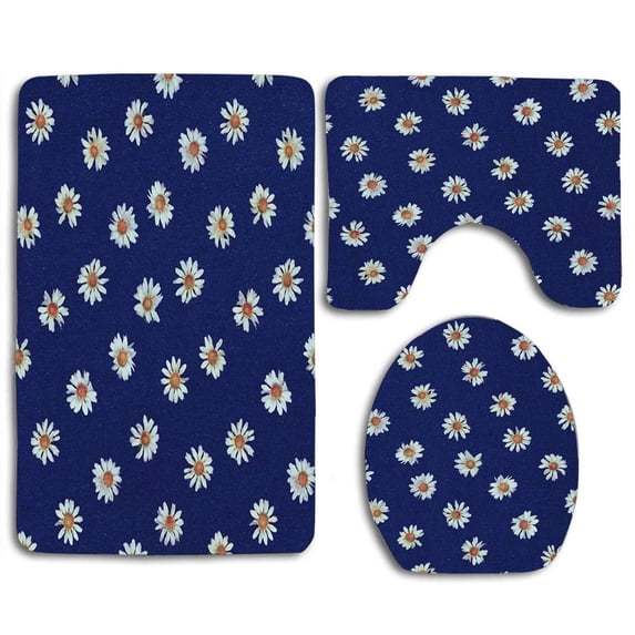 PUDMAD Cute Sunflower1 3 Piece Bathroom Rugs Set Bath Rug Contour Mat and Toilet Lid Cover