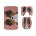 thumbnail image 1 of PUDMAD Cute Sweet Buddy Dog 3 Piece Bathroom Rugs Set Bath Rug Contour Mat and Toilet Lid Cover, 1 of 2