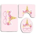 thumbnail image 1 of PUDMAD Cute Unicorn Photo Booth Party Props 3 Piece Bathroom Rugs Set Bath Rug Contour Mat and Toilet Lid Cover, 1 of 2
