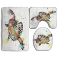 thumbnail image 1 of PUDMAD Cute Watercolors Turtle 3 Piece Bathroom Rugs Set Bath Rug Contour Mat and Toilet Lid Cover, 1 of 2