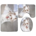 thumbnail image 1 of PUDMAD Cute White Dog 3 Piece Bathroom Rugs Set Bath Rug Contour Mat and Toilet Lid Cover, 1 of 2