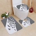 thumbnail image 1 of PUDMAD Cutout Butterfles 3 Piece Bathroom Rugs Set Bath Rug Contour Mat and Toilet Lid Cover, 1 of 2