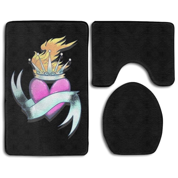 PUDMAD D Tropical Leaf 3 Piece Bathroom Rugs Set Bath Rug Contour Mat and Toilet Lid Cover