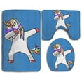 thumbnail image 1 of PUDMAD Dabbing Rainbow Unicorn 3 Piece Bathroom Rugs Set Bath Rug Contour Mat and Toilet Lid Cover, 1 of 2