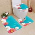 thumbnail image 1 of PUDMAD Daisy Flower 3 Piece Bathroom Rugs Set Bath Rug Contour Mat and Toilet Lid Cover, 1 of 2