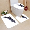 thumbnail image 1 of PUDMAD Dark Grey doplhin in Jump 3 Piece Bathroom Rugs Set Bath Rug Contour Mat and Toilet Lid Cover, 1 of 2