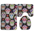 thumbnail image 1 of PUDMAD Day Dead Sugar Skull 3 Piece Bathroom Rugs Set Bath Rug Contour Mat and Toilet Lid Cover, 1 of 2