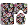 thumbnail image 1 of PUDMAD Dead Sugar Skull 3 Piece Bathroom Rugs Set Bath Rug Contour Mat and Toilet Lid Cover, 1 of 2