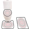 thumbnail image 1 of PUDMAD Decorative Pink Blue roundframe on White backgroun for 3 Piece Bathroom Rugs Set Bath Rug Contour Mat and Toilet Lid Cover, 1 of 2