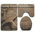 thumbnail image 1 of PUDMAD Deer Antlers Table Rustic Texture Surface Hunting Season 3 Piece Bathroom Rugs Set Bath Rug Contour Mat and Toilet Lid Cover, 1 of 2