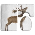 thumbnail image 1 of PUDMAD Deer Stag Front 3 Piece Bathroom Rugs Set Bath Rug Contour Mat and Toilet Lid Cover, 1 of 2
