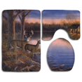 thumbnail image 1 of PUDMAD Deer Sunlights 3 Piece Bathroom Rugs Set Bath Rug Contour Mat and Toilet Lid Cover, 1 of 2