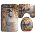 thumbnail image 1 of PUDMAD Deer in Autumn 3 Piece Bathroom Rugs Set Bath Rug Contour Mat and Toilet Lid Cover, 1 of 2