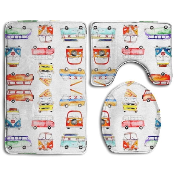PUDMAD Dentist Bath Rug Set Bathroom Rug Contour Lid Cover 3 Piece Bathroom Rugs Set Bath Rug Contour Mat and Toilet Lid Cover