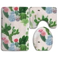thumbnail image 1 of PUDMAD Desert Cactus Flower 3 Piece Bathroom Rugs Set Bath Rug Contour Mat and Toilet Lid Cover, 1 of 2