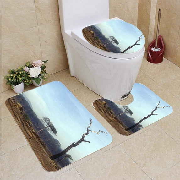 PUDMAD Destruction 3 Piece Bathroom Rugs Set Bath Rug Contour Mat and Toilet Lid Cover