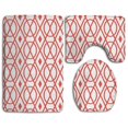 thumbnail image 1 of PUDMAD Diamond Fabric Coral Lattice 3 Piece Bathroom Rugs Set Bath Rug Contour Mat and Toilet Lid Cover, 1 of 2