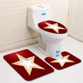 thumbnail image 1 of PUDMAD Diamond Star Crystal Silver Flash Diamonds Digital s Home Art Golden 3 Piece Bathroom Rugs Set Bath Rug Contour Mat and Toilet Lid Cover, 1 of 2