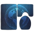 thumbnail image 1 of PUDMAD Digital Planet Earth Lines 3 Piece Bathroom Rugs Set Bath Rug Contour Mat and Toilet Lid Cover, 1 of 2