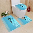thumbnail image 1 of PUDMAD Diver Dolphin 3 Piece Bathroom Rugs Set Bath Rug Contour Mat and Toilet Lid Cover, 1 of 2
