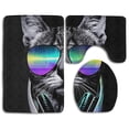 thumbnail image 1 of PUDMAD Dj Cat Earphone Pet 3 Piece Bathroom Rugs Set Bath Rug Contour Mat and Toilet Lid Cover, 1 of 2