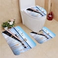 thumbnail image 1 of PUDMAD Dock Pleasure Fishing Boats 3 Piece Bathroom Rugs Set Bath Rug Contour Mat and Toilet Lid Cover, 1 of 2