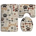 thumbnail image 1 of PUDMAD Dog Bones Paw Prints Cream 3 Piece Bathroom Rugs Set Bath Rug Contour Mat and Toilet Lid Cover, 1 of 2