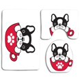 thumbnail image 1 of PUDMAD Dog French Bulldog Coffee Cup Paw 3 Piece Bathroom Rugs Set Bath Rug Contour Mat and Toilet Lid Cover, 1 of 2