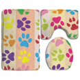 thumbnail image 1 of PUDMAD Dog Paw 3 Piece Bathroom Rugs Set Bath Rug Contour Mat and Toilet Lid Cover, 1 of 2