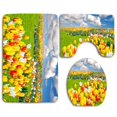 thumbnail image 1 of PUDMAD Dog Paw Colorful 3 Piece Bathroom Rugs Set Bath Rug Contour Mat and Toilet Lid Cover, 1 of 2