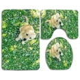 thumbnail image 1 of PUDMAD Dog and Spring 3 Piece Bathroom Rugs Set Bath Rug Contour Mat and Toilet Lid Cover, 1 of 2