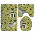 thumbnail image 1 of PUDMAD Dog and Sunflower Summer 3 Piece Bathroom Rugs Set Bath Rug Contour Mat and Toilet Lid Cover, 1 of 2
