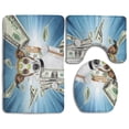 thumbnail image 1 of PUDMAD Dollar Splash 3 Piece Bathroom Rugs Set Bath Rug Contour Mat and Toilet Lid Cover, 1 of 2