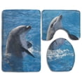 thumbnail image 1 of PUDMAD Dolphin 3 Piece Bathroom Rugs Set Bath Rug Contour Mat and Toilet Lid Cover, 1 of 2