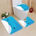 thumbnail image 1 of PUDMAD Dolphin face Flat icon 3 Piece Bathroom Rugs Set Bath Rug Contour Mat and Toilet Lid Cover, 1 of 2
