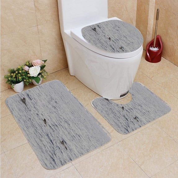 PUDMAD Dolphins 3 Piece Bathroom Rugs Set Bath Rug Contour Mat and Toilet Lid Cover