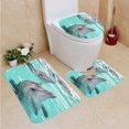 thumbnail image 1 of PUDMAD Dolphins 3 Piece Bathroom Rugs Set Bath Rug Contour Mat and Toilet Lid Cover, 1 of 2