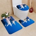 thumbnail image 1 of PUDMAD Dolphins Mauritius 3 Piece Bathroom Rugs Set Bath Rug Contour Mat and Toilet Lid Cover, 1 of 2